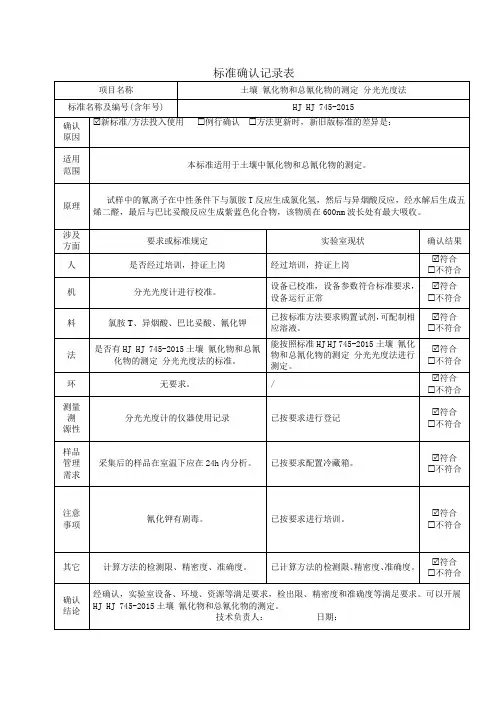 土壤 氰化物和总氰化物的测定 分光光度法  方法验证(含真实案例数据)HJ 745-2015