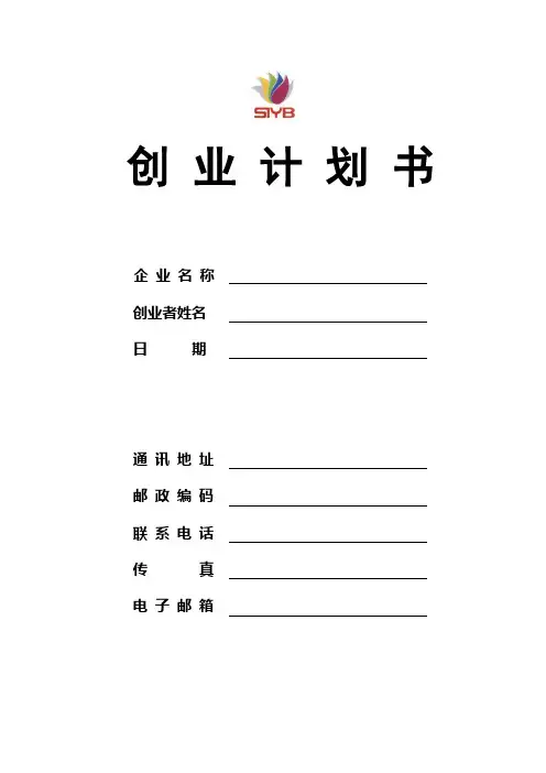 SYB创业计划书空表