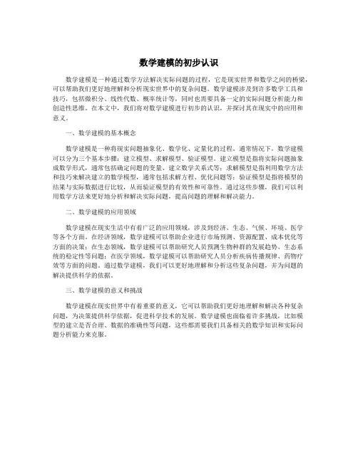 数学建模的初步认识