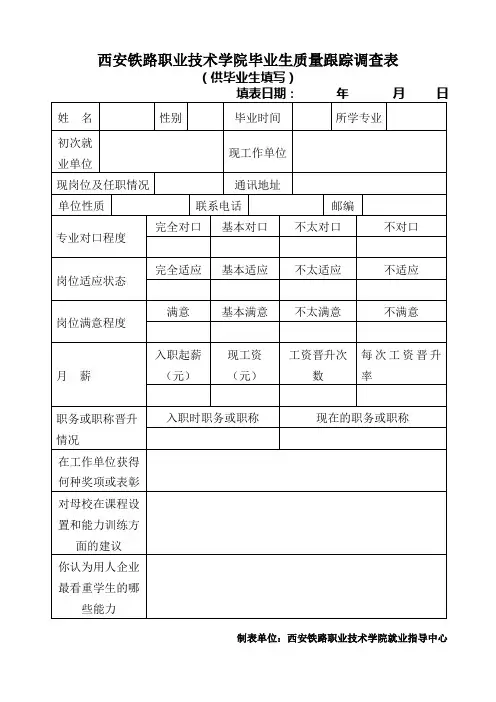 往届毕业生就业跟踪调查表(毕业生专用)