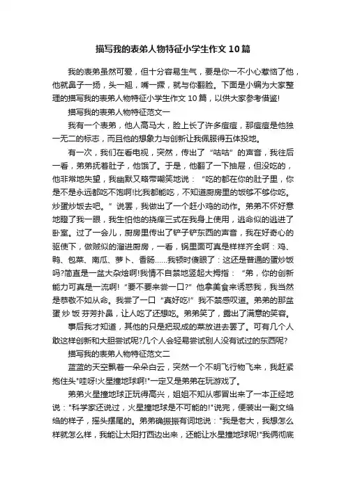 描写我的表弟人物特征小学生作文10篇