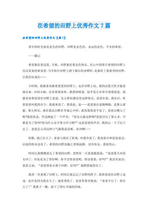 在希望的田野上优秀作文7篇