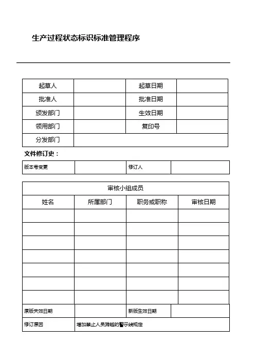 生产过程状态标识标准管理程序