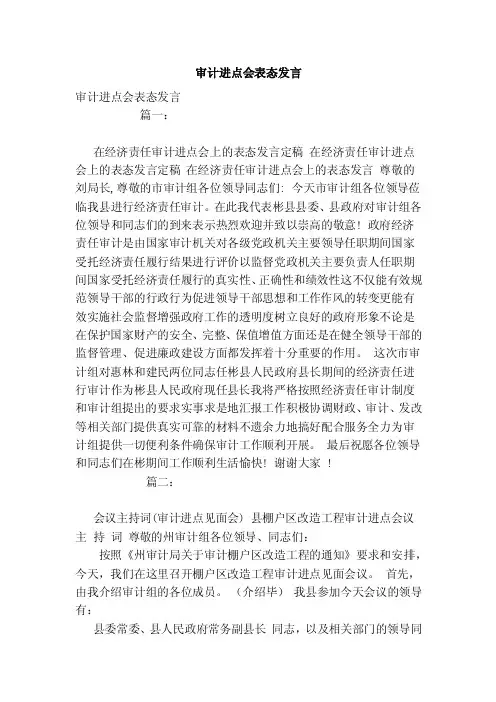 审计进点会表态发言