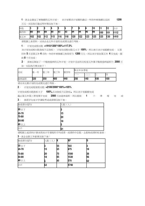 统计学计算题例题(含答案)