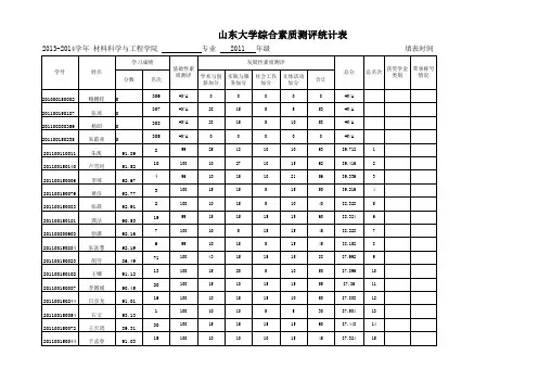 山东大学综合素质测评统计表