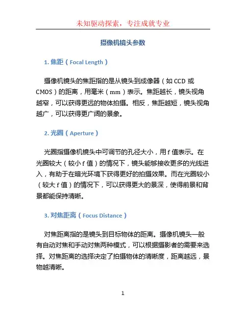 摄像机镜头参数