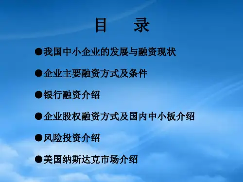 国内中小企业融资现状及对策