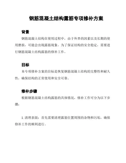 钢筋混凝土结构露筋专项修补方案