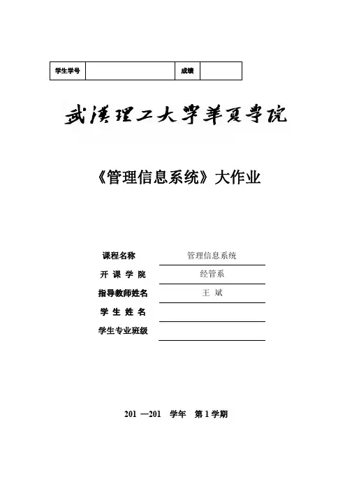 华夏学院管理信息系统大作业参考范例