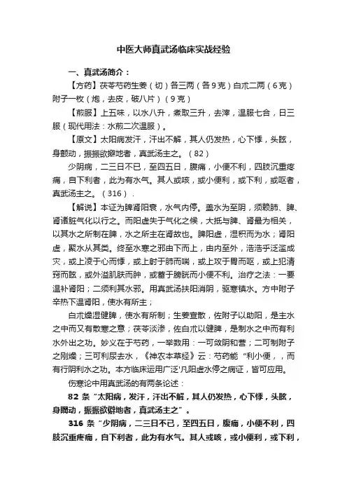 中医大师真武汤临床实战经验