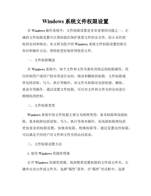 Windows系统文件权限设置