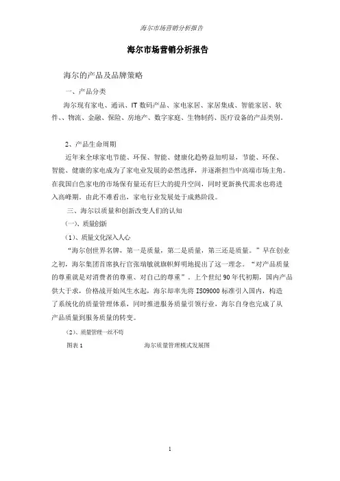 海尔市场营销分析报告