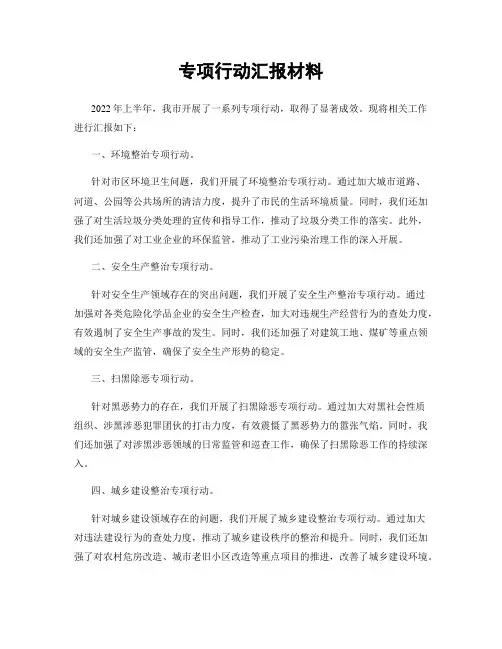 专项行动汇报材料