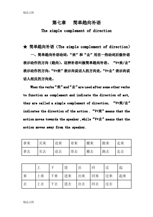HSK4级语法讲练七-简单趋向补语讲解学习
