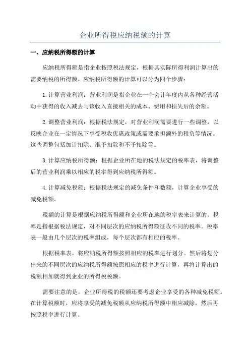 企业所得税应纳税额的计算