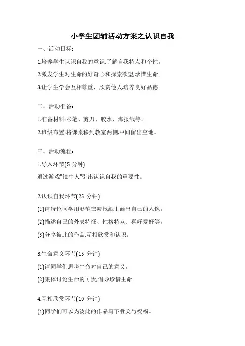 小学生团辅活动方案之认识自我
