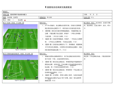 E级教练员培训班实践课教案-变速变向训练