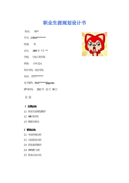 大学生 职业规划 期末大作业