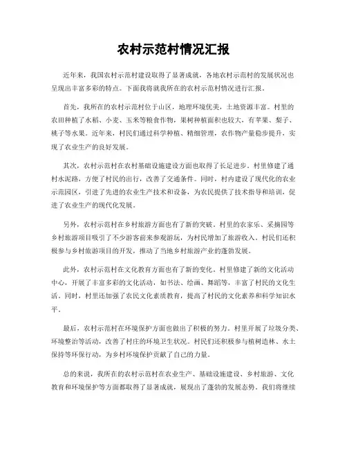 农村示范村情况汇报