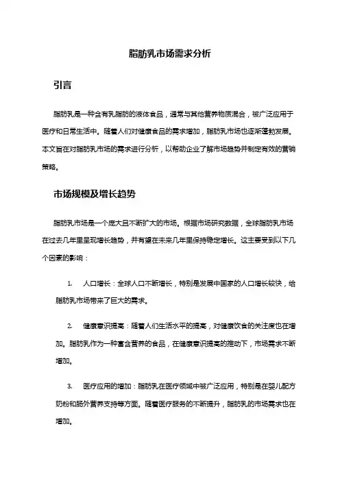 2024年脂肪乳市场需求分析
