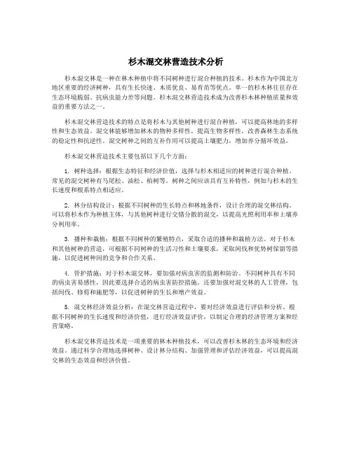 杉木混交林营造技术分析