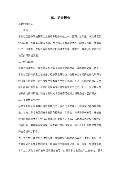 东北调查报告