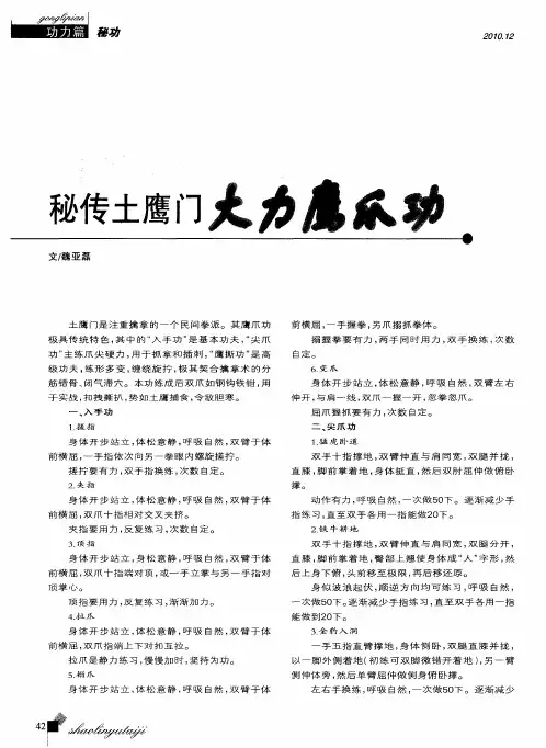 秘传土鹰门大力鹰爪功