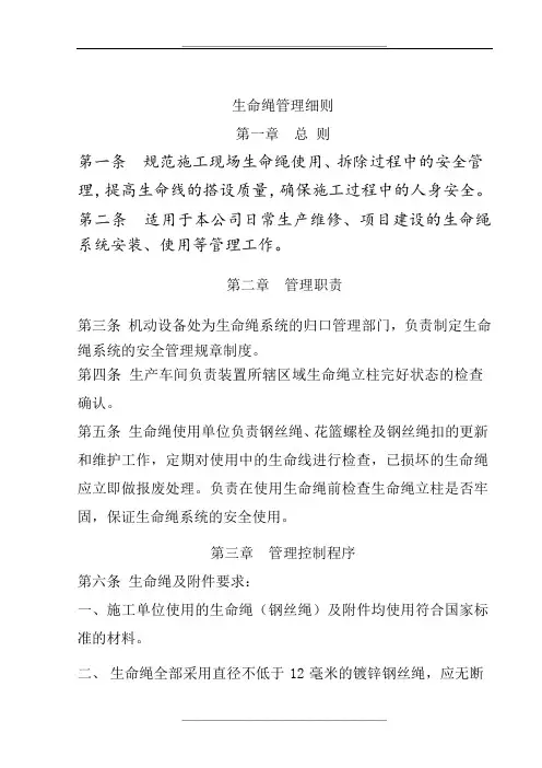 生命绳细则