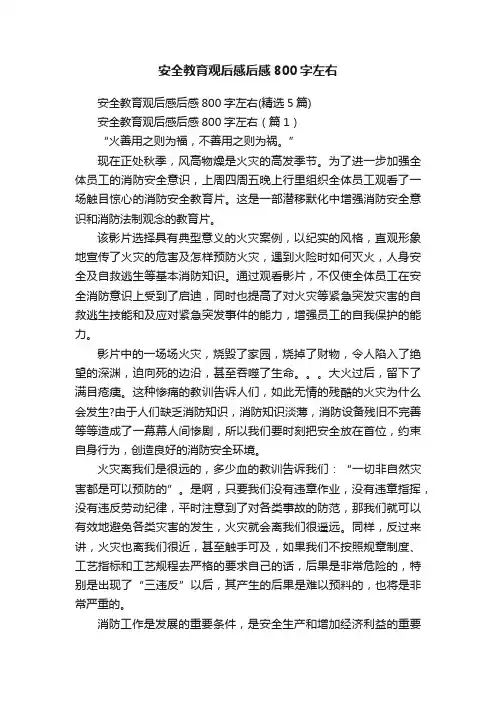 安全教育观后感后感800字左右