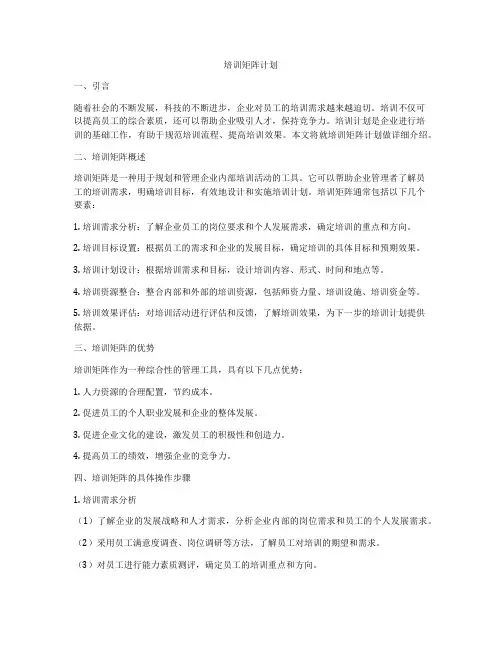 培训矩阵计划