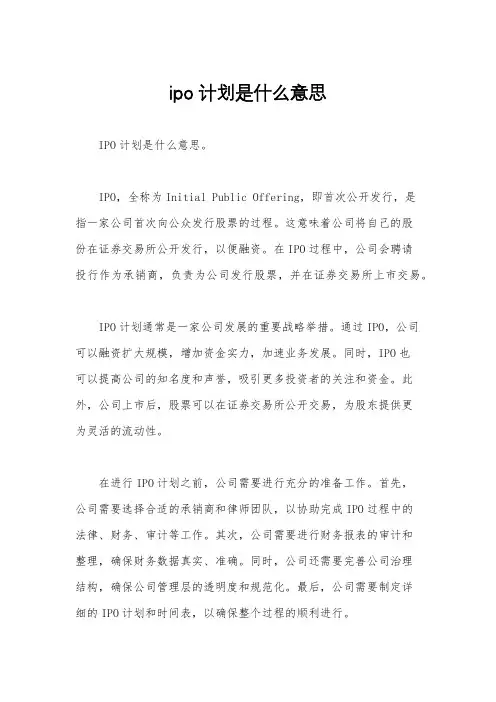ipo计划是什么意思