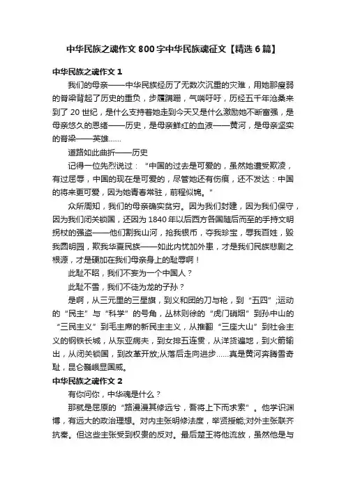 中华民族之魂作文800字中华民族魂征文【精选6篇】