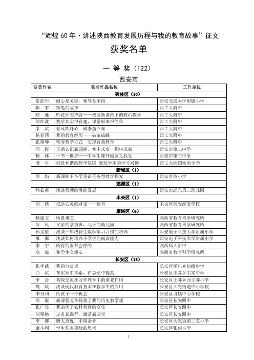 “辉煌60年·讲述陕西教育发展历程与我的教育故事”征文.