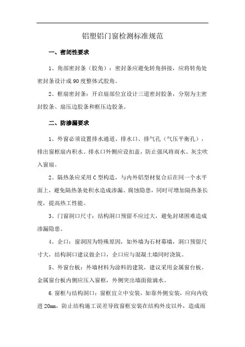 铝塑铝门窗检测标准规范