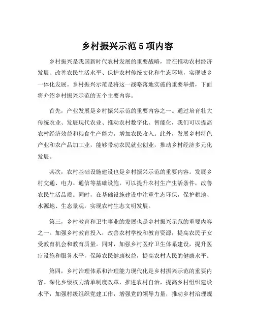 乡村振兴示范5项内容