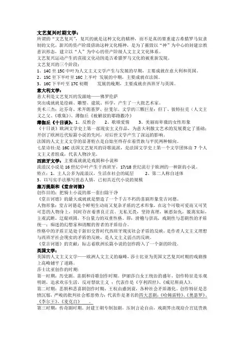 外国文学史复习笔记