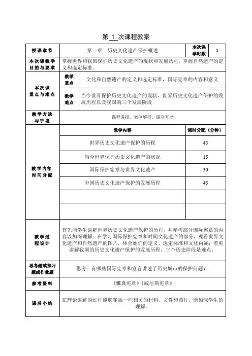 《历史文化名城保护理论与规划》教案