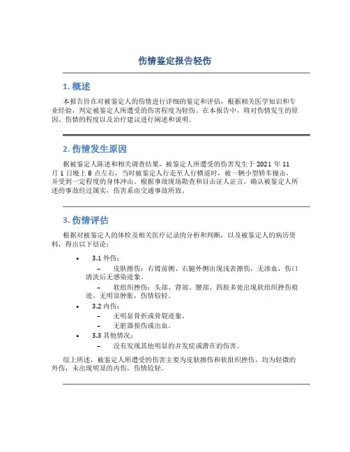 伤情鉴定报告轻伤