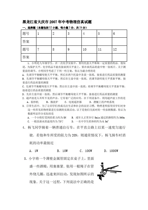 2007年中考物理试题.doc