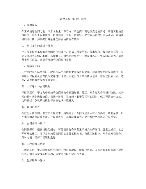 建设工程合同签订流程