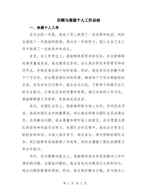 回顾与展望个人工作总结