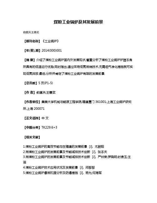 煤粉工业锅炉及其发展前景