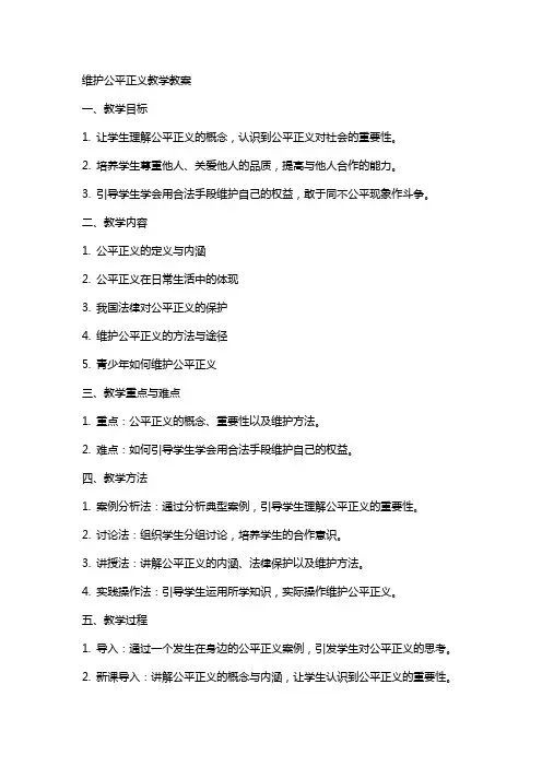 维护公平正义教学教案