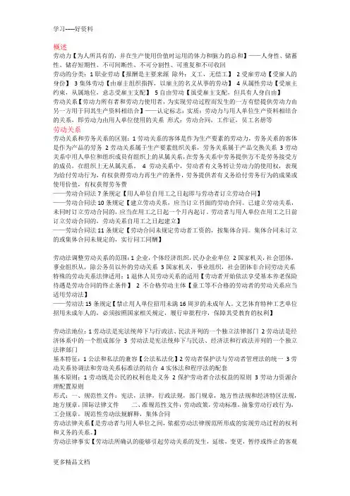 劳动法总结重点汇编