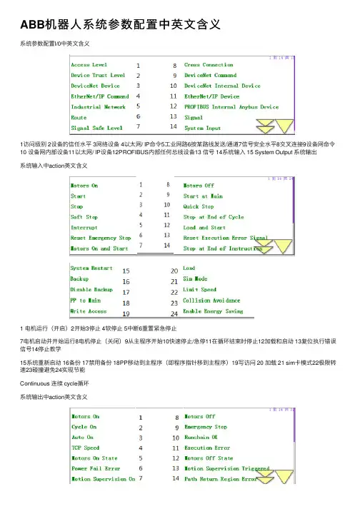 ABB机器人系统参数配置中英文含义