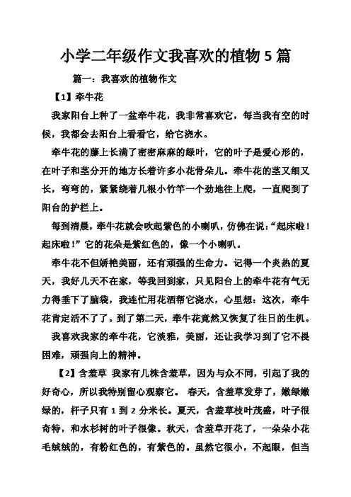 小学二年级作文我喜欢的植物5篇