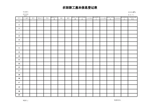 在职职工基本信息登记表