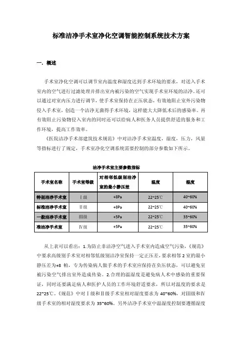 标准洁净手术室净化空调智能控制系统技术方案