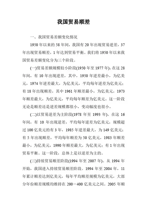 我国贸易顺差